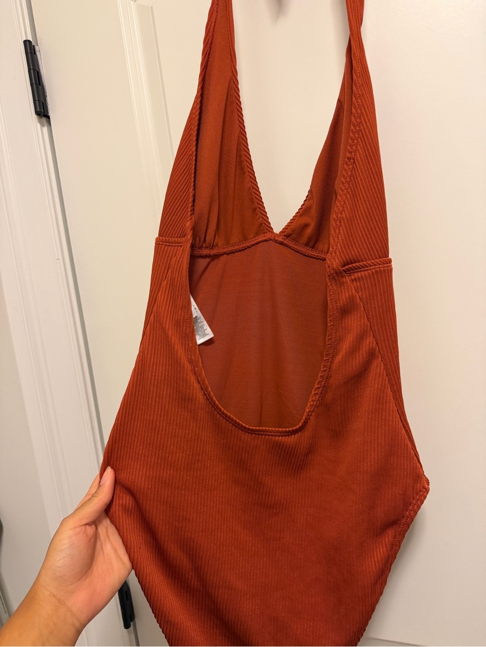 Primark Rust Ribbed Halter One-Piece - Picture 3 of 4